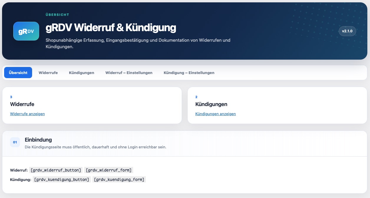Widerruf und Kündigung